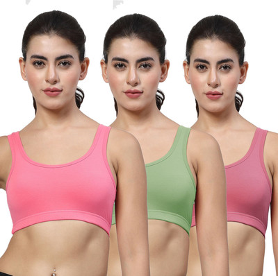 LILY StropsYttak Double Layered Women Sports Non Padded Bra(Pink, Green, Maroon)