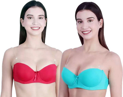 ATTIRE OUTFIT Women Balconette Lightly Padded Bra(Maroon, Light Green)