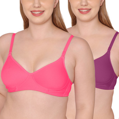 KOMLI Komli Lightly Padded Super Soft Full Coverage Bra Women T-Shirt Lightly Padded Bra(Pink, Purple)