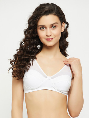 Clovia Non-Padded Non-Wired Full Cup Bra in White - Cotton Rich Women Everyday Non Padded Bra(White)
