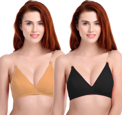 Stylenara Women Everyday Non Padded Bra(Beige, Black)