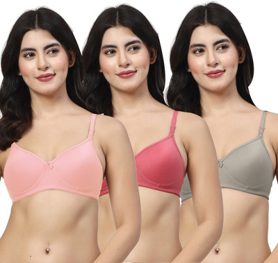 LILY maofcigam Women T-Shirt Heavily Padded Bra(Pink, Maroon, Grey)