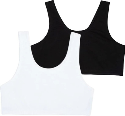 MEEMBOOLI Air Sports Bra Pack of 2 Girls Sports Non Padded Bra(Black, White)