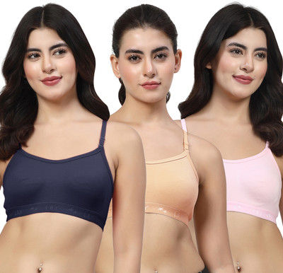 LILY 3321Mino Women Sports Non Padded Bra(Dark Blue, Orange, Pink)