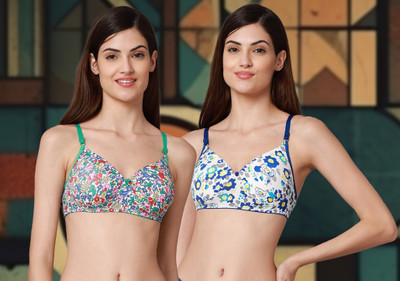 Cup's-In C_Riopd Bra Women Minimizer Lightly Padded Bra(Green, Blue)