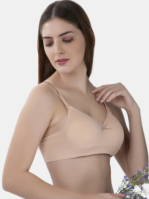TOMKOT Padded Seamless soft fabric Women Full Coverage Lightly Padded Bra(Beige)