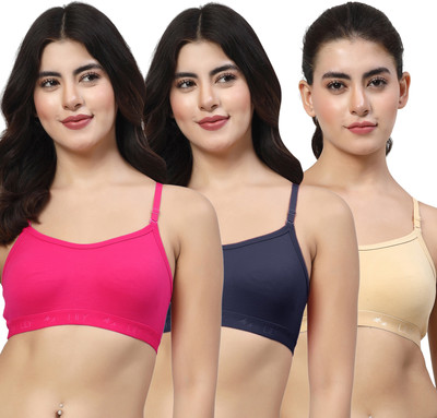 LILY 3321Mino Women Sports Non Padded Bra(Pink, Dark Blue, Beige)