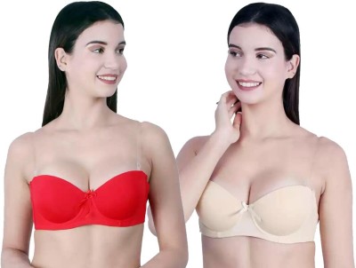 EYEOFPANTHER Women Everyday Lightly Padded Bra(Beige, Red)