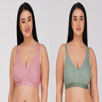 Dulcinea Women T-Shirt Non Padded Bra(Pink, Green)