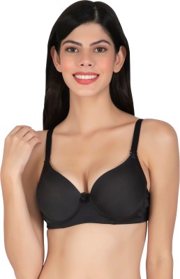 Joomie Joomie Heavily Padded Push Up with 3/4th Coverage Underwired T-Shirt Bra Women Push-up Heavily Padded Bra(Black)