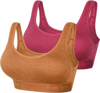 Freshlook High Impact Seamless Women Sports Non Padded Bra(Gold, Maroon)