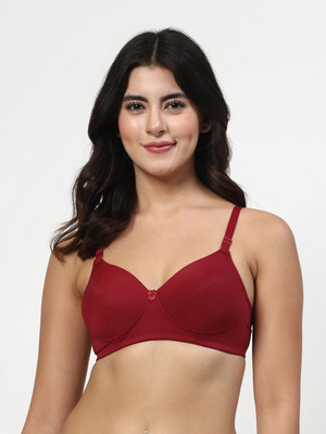 LILY Dapyklis Women T-Shirt Lightly Padded Bra(Maroon, Beige)