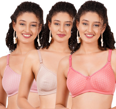 FigureFit MistyMouldMino Women T-Shirt Non Padded Bra(Purple, Brown, Pink)