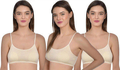 MEEMBOOLI Sleep Bra Girls Training/Beginners Non Padded Bra(Beige)