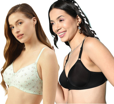 LEADING LADY Leading Lady Floral Bra Full Coverage Lightly Padded Women Everyday Lightly Padded Bra(Black, Green)