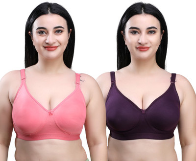SKDREAMS SKDREAMS Multicolor Cotton Blend Non Padded Women's Set of 2 Full Coverage Bra Women Everyday Non Padded Bra(Multicolor)