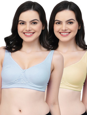 COLLEGE GIRL CG1214 Double Layered Women T-Shirt Non Padded Bra(Light Blue, Beige)