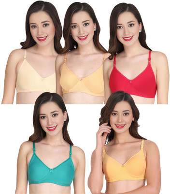 Liigne Women Everyday Padded Bra (Pack Of 5) for T-Shirt Saree Dress Sports Garment Women Full Coverage Lightly Padded Bra(Beige)