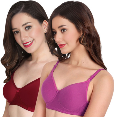 Liigne Women Everyday Padded Bra (Pack Of 2) for T-Shirt Saree Dress Sports Garment Women Full Coverage Lightly Padded Bra(Maroon, Pink)