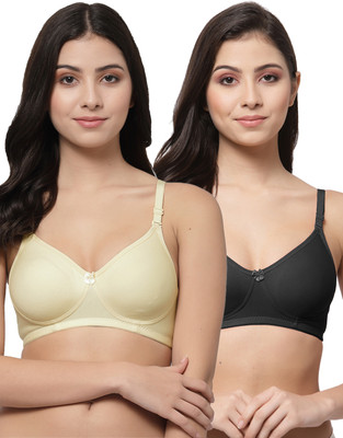 COLLEGE GIRL CG1301 Women T-Shirt Non Padded Bra(Beige, Black)