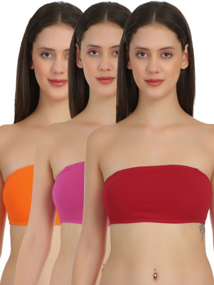 Selfcare Women Pack of 3 Solid Non Padded Strepless full coverage Bandeau Bras Women Bandeau/Tube Non Padded Bra(Multicolor)