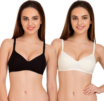 TWEENS by Belle Lingeries Full Coverage Seamless Padded Combo Pack of 2 Women T-Shirt Lightly Padded Bra(White, Black)