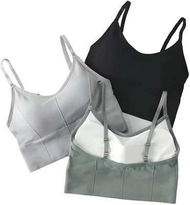 Suvella Comfort Seamless Longline Padded Camisole Bra for Women Women Everyday Lightly Padded Bra(Black, Grey, Green)