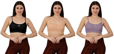Jiyancreation Lightly Padded Sport Bra Best for Gym and Yoga Women Bralette Lightly Padded Bra(Black, Brown, Purple)