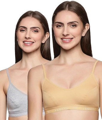 Teens Lifestyle Non Padded Non Moulded Everyday Sports Bra-Pack of 2(Grey/Hazelnut,34B) Women Sports Non Padded Bra(Grey, Beige)