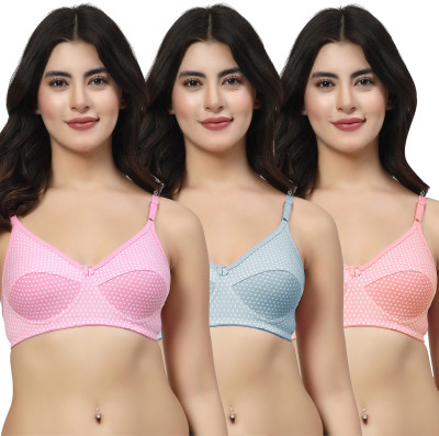 Docare Printo03 Women Everyday Non Padded Bra(Pink, Grey, Orange)