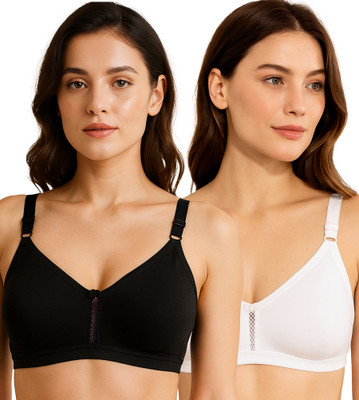 SONA M1020 Women T-Shirt Non Padded Bra(White, Black)