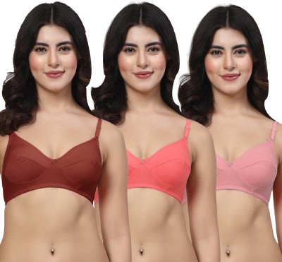 LILY manoop Women Everyday Non Padded Bra(Maroon, Red, Pink)