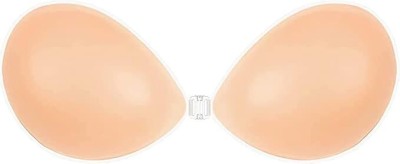 PRITI Women Adhesive Bra Reusable Strapless Self Silicone Push-Up Invisible Sticky Bra Women Bandeau/Tube Lightly Padded Bra(Beige)