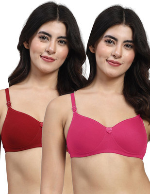 LILY dapyehMino Women T-Shirt Heavily Padded Bra(Pink, Maroon)