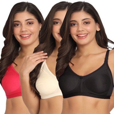 Docare Crystal Double Layered T Shirt Women Minimizer Non Padded Bra(Pink, Beige, Black)
