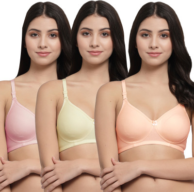 Docare Women T-Shirt Lightly Padded Bra(Orange, Yellow, Pink)