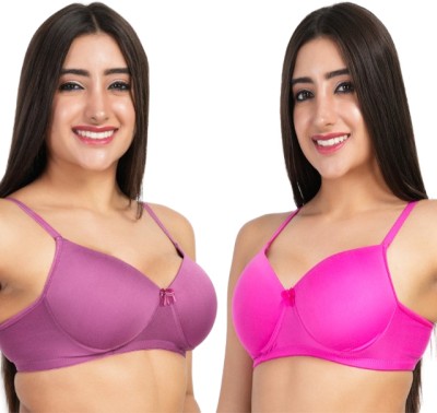 OLDSPISE CAT PADDED BRA Women Full Coverage Lightly Padded Bra(Purple, Maroon)