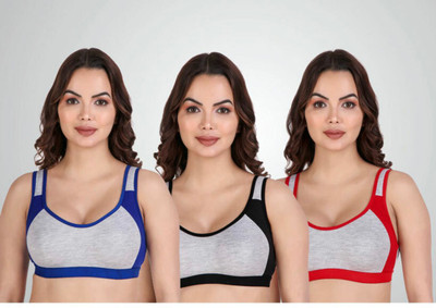Wonkey Combo Sport Bra Multicolor Women Sports Non Padded Bra(Multicolor)