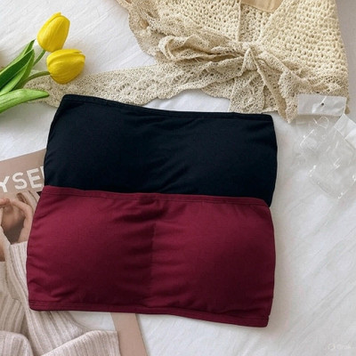 Trulybuy Women And Girls Full Coverage Pack Of 2 Women Bandeau/Tube Lightly Padded Bra(Maroon, Black)