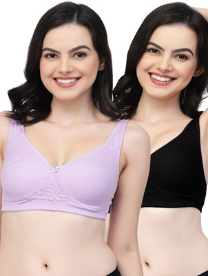 COLLEGE GIRL CG1214 Double Layered Women T-Shirt Non Padded Bra(Purple, Black)