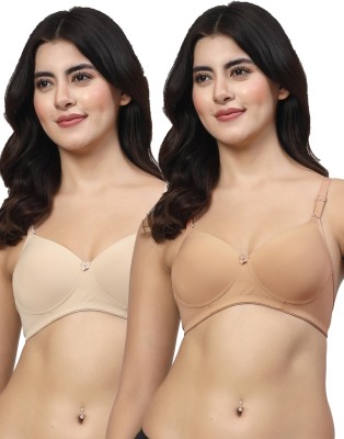 LILY Dapyklis Women T-Shirt Lightly Padded Bra(Beige, Gold)