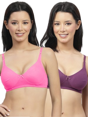 Shyam Sons FLAIR Double Layered 0636 Women T-Shirt Non Padded Bra(Pink, Purple)