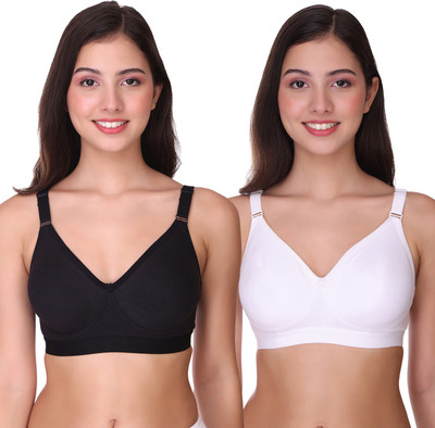 POOJA RAGENEE Women Full Coverage Non Padded Bra(Black, White)