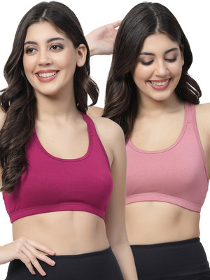 Docare JerrySports Double Layered Women Sports Non Padded Bra(Pink, Purple)
