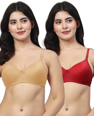 LILY maofcigam Women T-Shirt Heavily Padded Bra(Gold, Maroon)