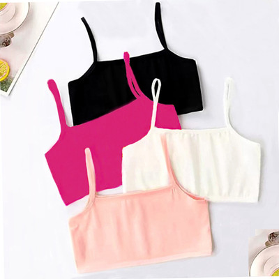 Dwinkky Combo of 4 fully stretchable cotton everyday Sports bra (Multicolor) Girls Training/Beginners Non Padded Bra(Multicolor)