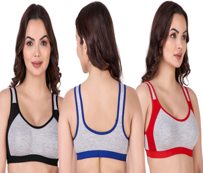lufiya riru Women Sports Non Padded Bra(Red, Blue, Black)