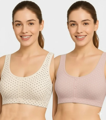 NuBraze Pack of 2 Women Bralette Lightly Padded Bra (White, Beige) Women Bralette Lightly Padded Bra(White, Beige)