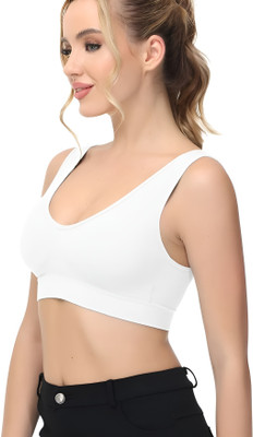 Zylum Fashion High Support Sports Bras for Women Comfortable Lightweight Breathable Fabric Women Full Coverage Lightly Padded Bra(White)