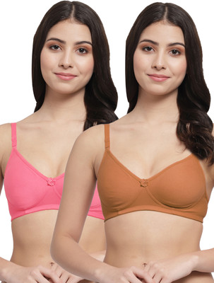 Docare Women T-Shirt Lightly Padded Bra(Brown, Pink)